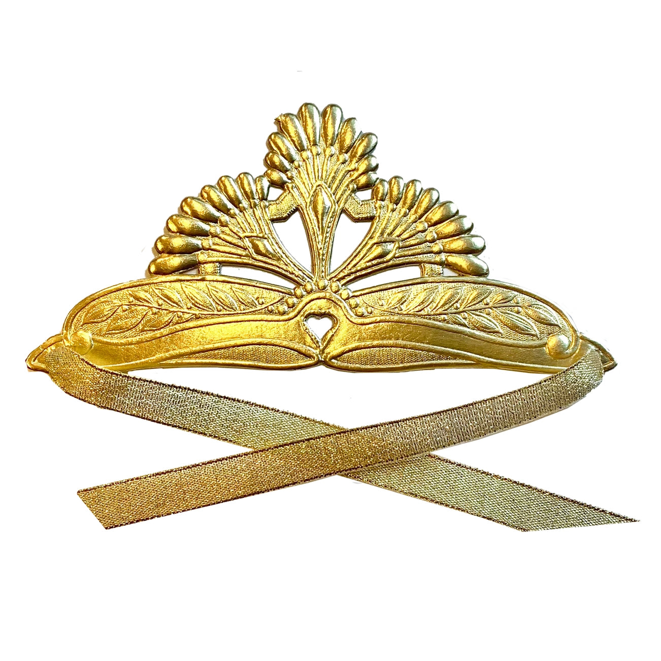 Olde World Gold Embossed Tiara with Ribbon