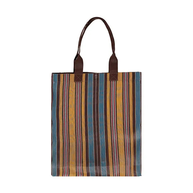 Woven Market Shopper in Yellow, Saxe Blue & Rose Beige
