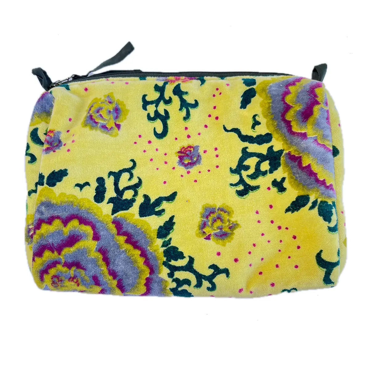 Rome Velvet Pouch in Peonies Yellow