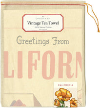 Load image into Gallery viewer, Cavallini | Greetings From California Tea Towel
