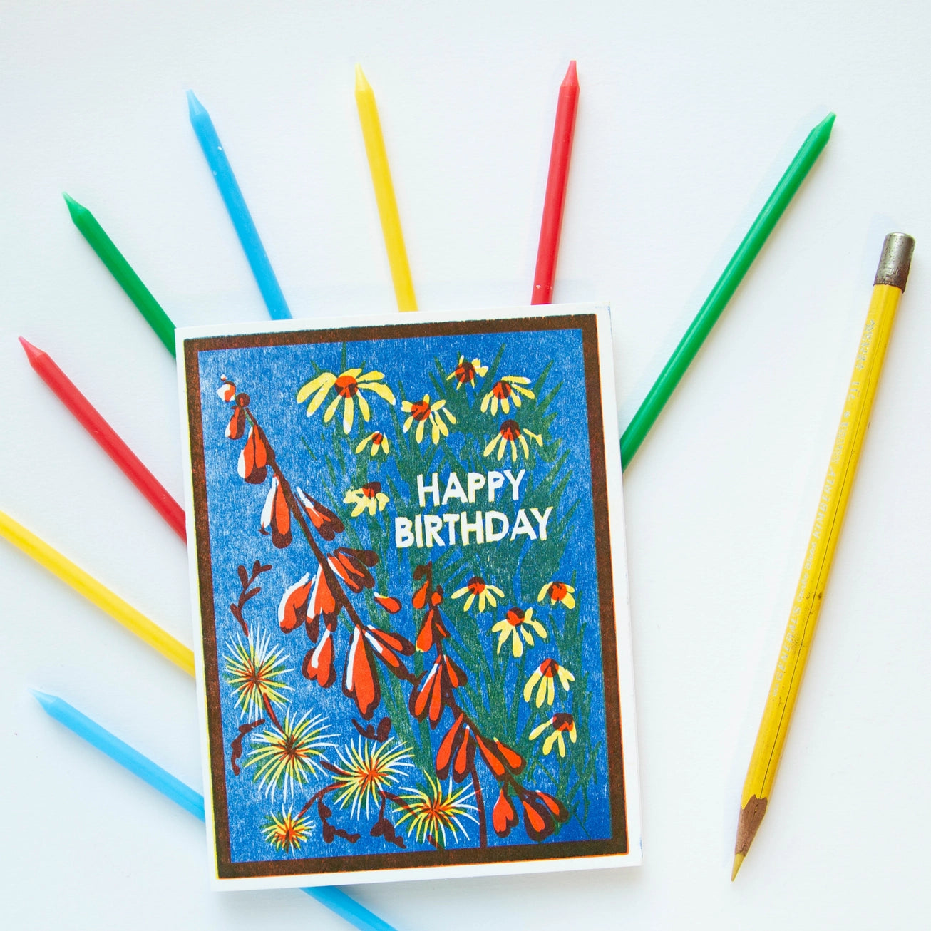 Happy Birthday Blue Sky Wildflowers Card