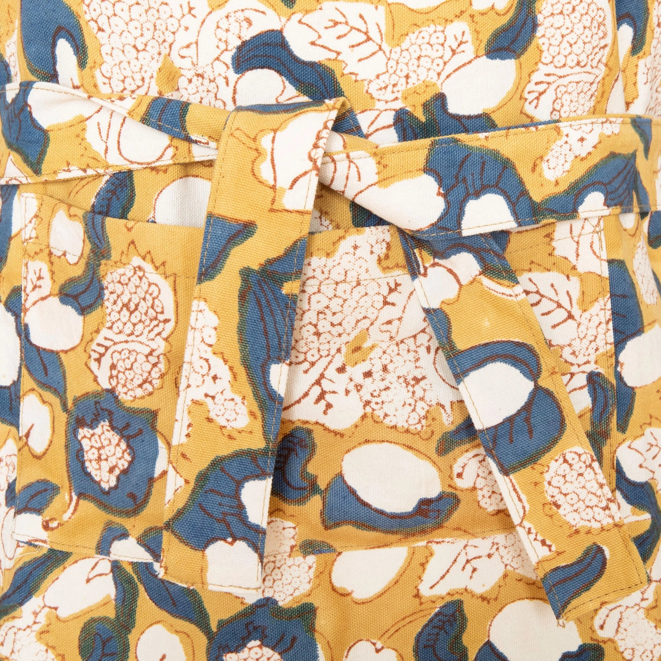 Forest Harvest Apron in Mustard & Blue