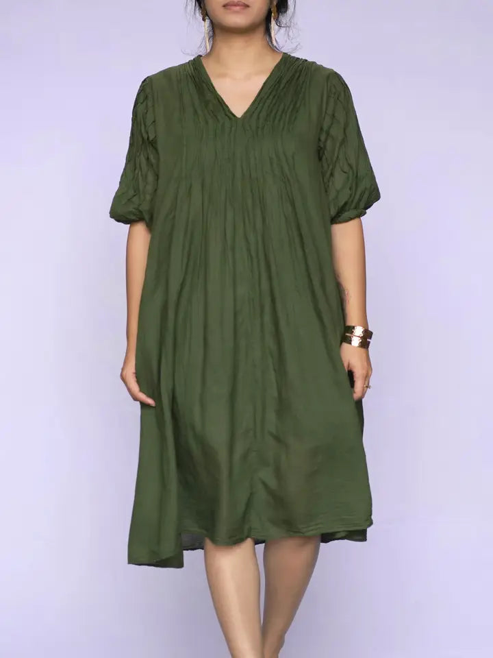 Cotton Gauze Skye Dress in Olive