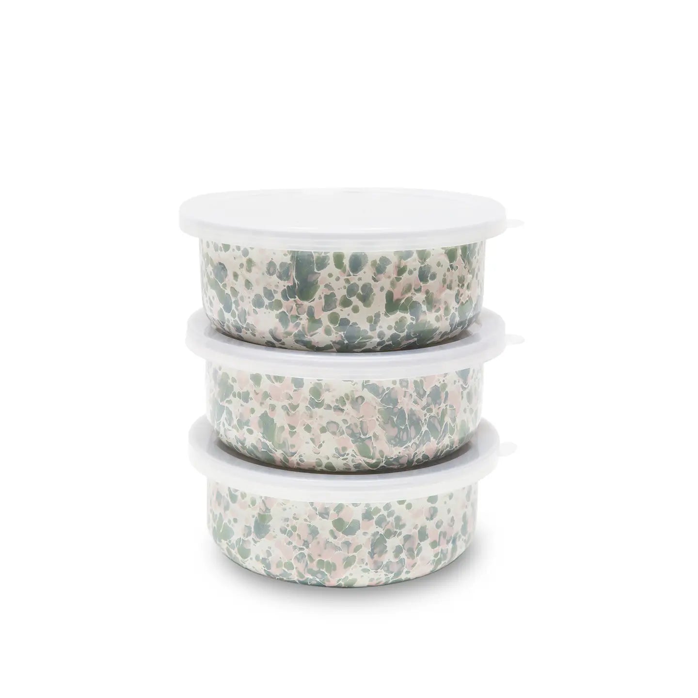 Catalina Enamelware Storage Bowl in Mint Hibiscus