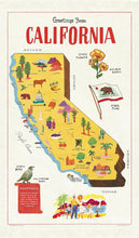 Load image into Gallery viewer, Cavallini | Greetings From California Tea Towel
