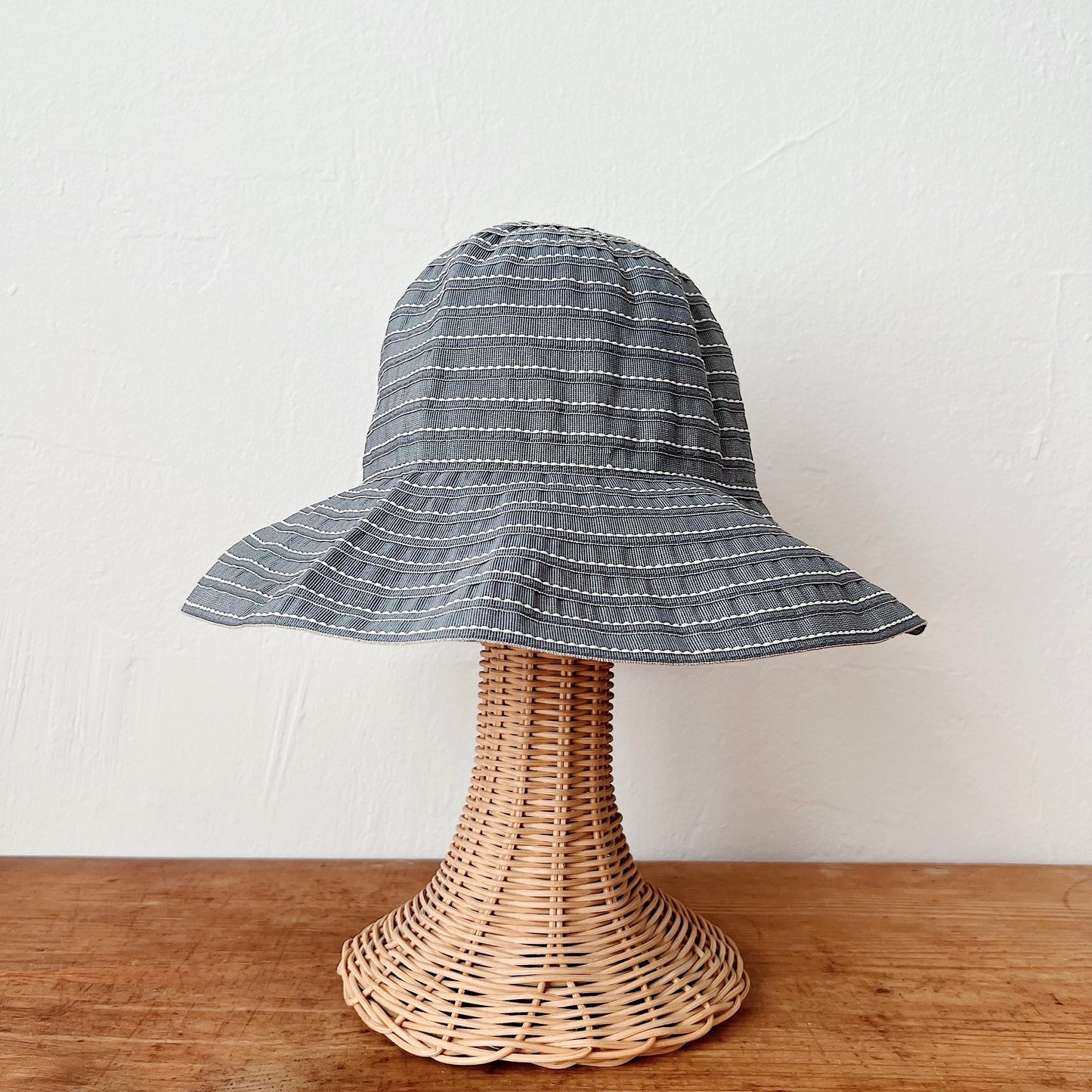 Sage Ribbon Hat with White Stitch Detail