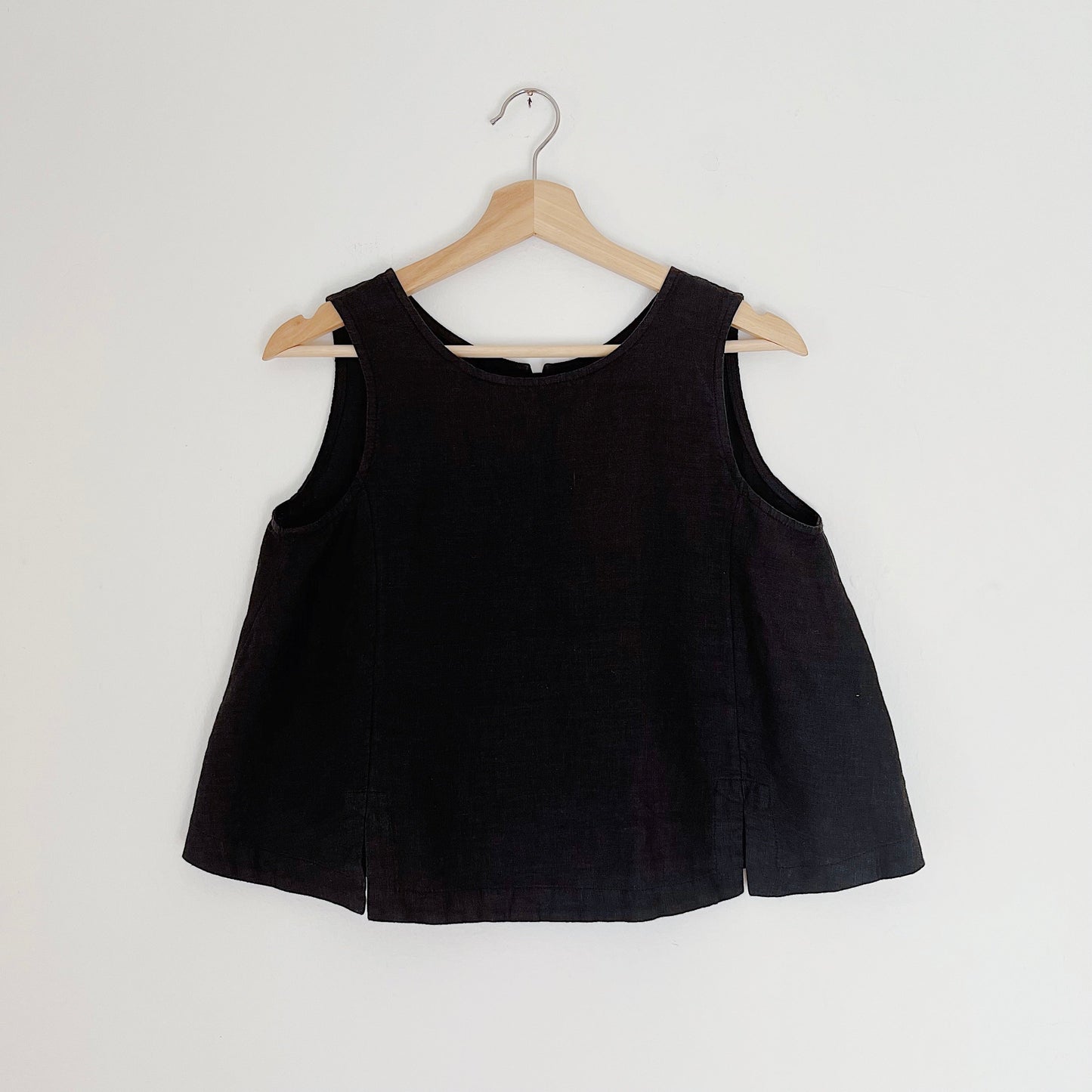 Button Back Tank in Black