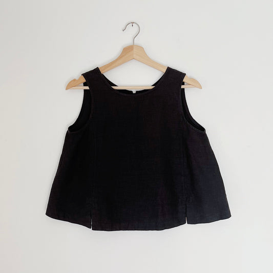Button Back Tank in Black