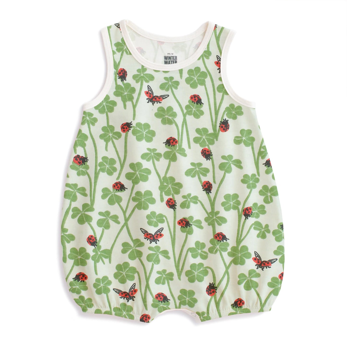 Bubble Romper in Clover & Ladybugs Green