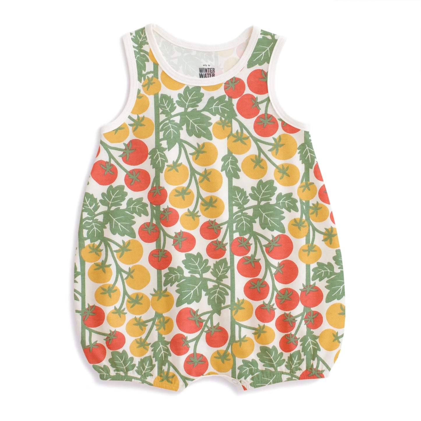 Bubble Romper in Tomato Vines Red & Yellow