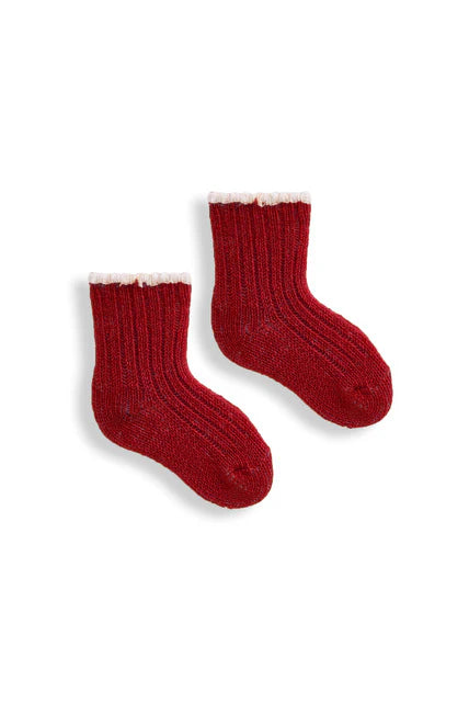 Lisa b. | Baby Tipped Rib Wool Cashmere Sock in Red