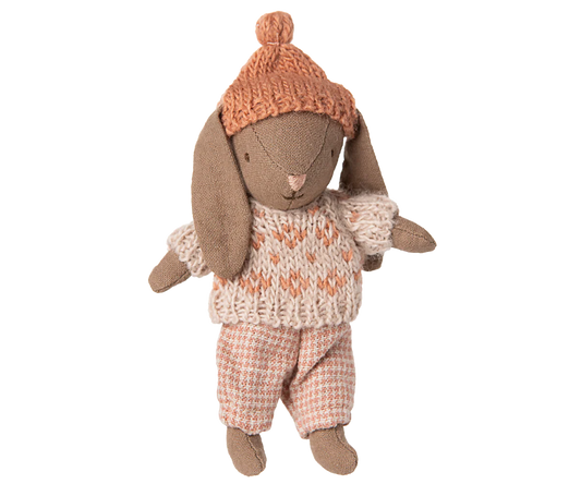 Brown Micro Winter Bunny in Rose