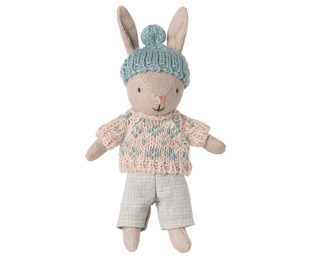 Maileg | Sand Micro Winter Bunny in Mint