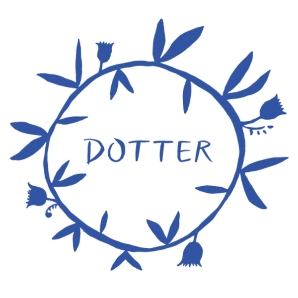 Blue floral wreath with 'DOTTER' text in the center on a white background