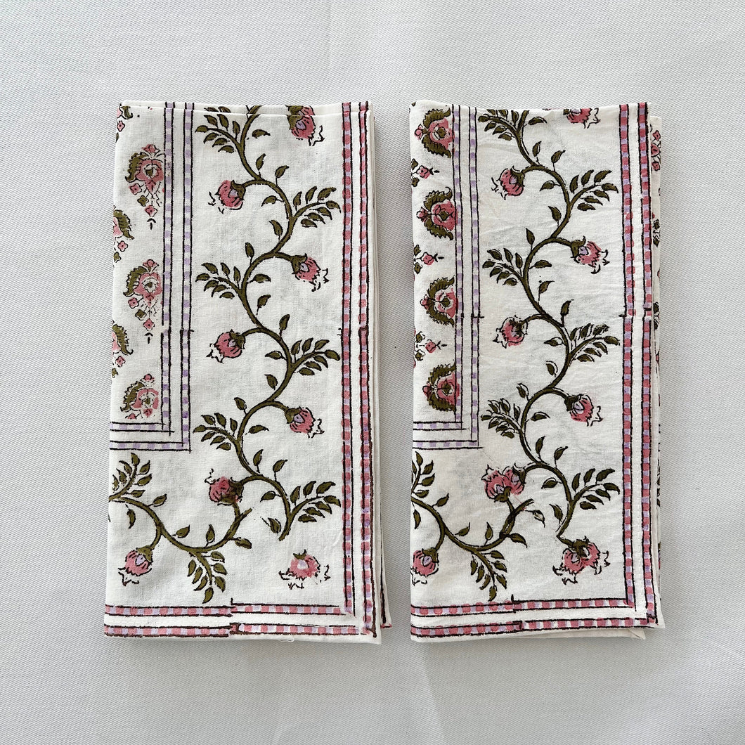 Blockprint Napkin Set/4 | Kiran Sea Pink