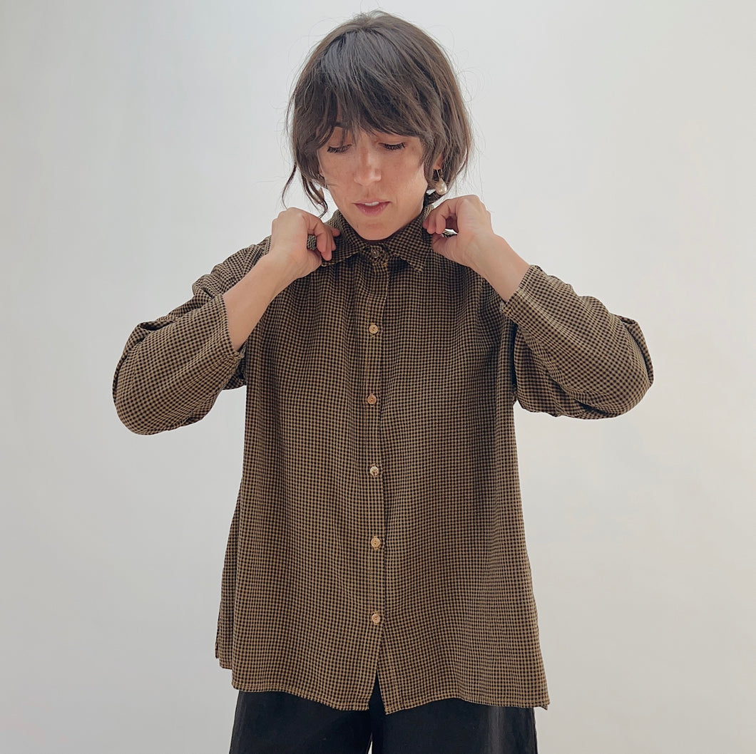 Cut Loose | Mini Check Swing Shirt in Brass