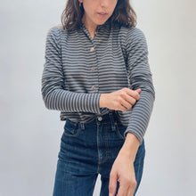 Load image into Gallery viewer, Cut Loose | Asymmetrical Cardigan in Grey and Black Stripe
