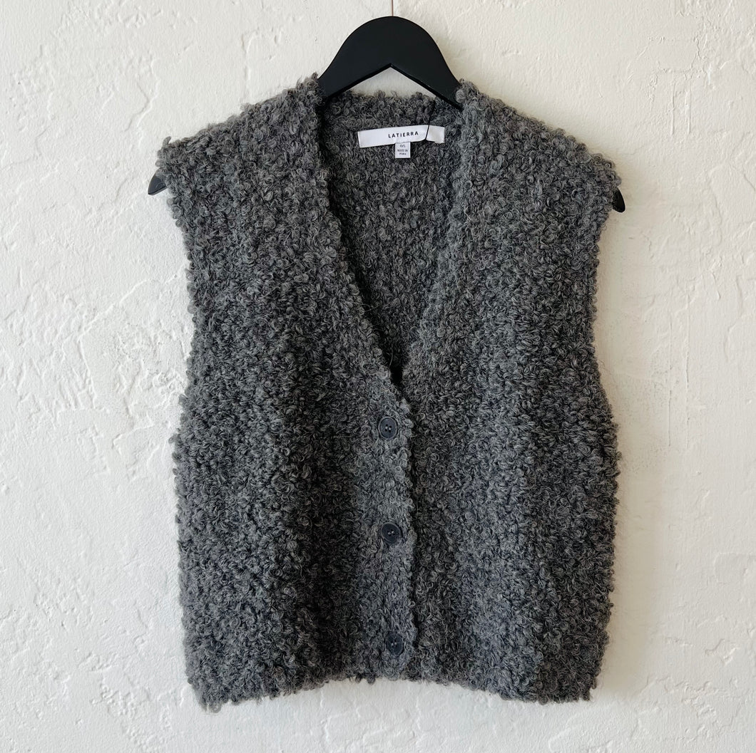 LATIERRA | Aries Boucle Vest in Charcoal