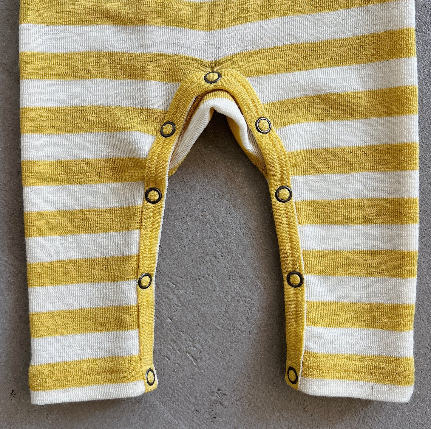 Merino Wool Playsuit in Raw White/Lemon Curry Stripe