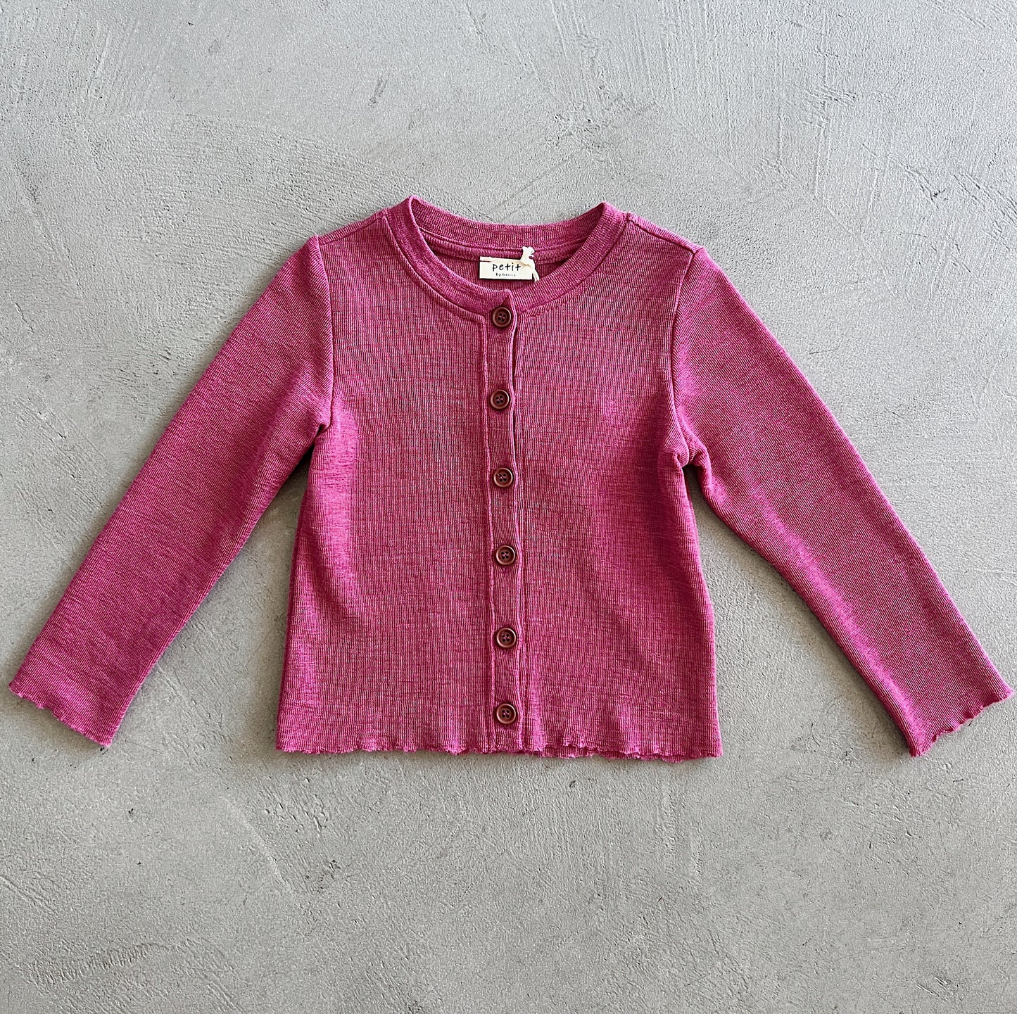 Merino Wool Cardigan in Camelia Melange