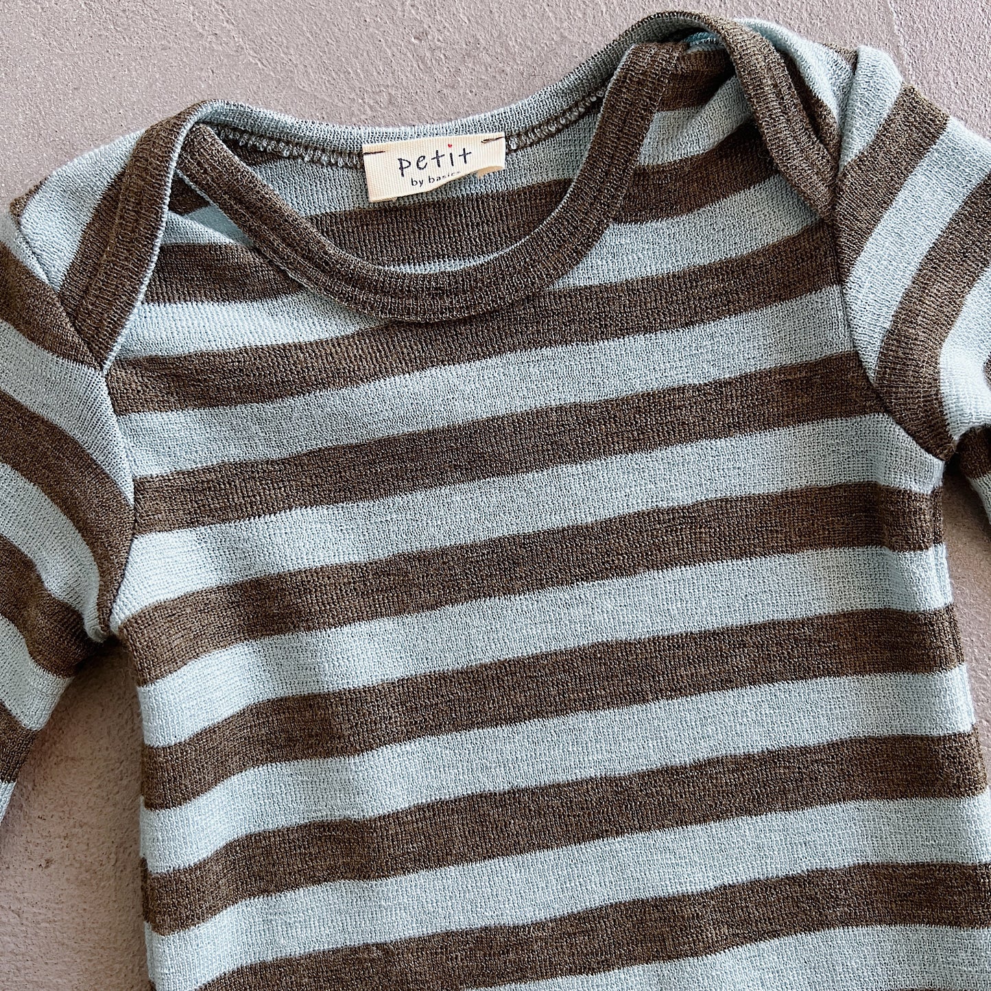 Merino Wool Playsuit in Sea Foam Green/Capers Melange Stripe