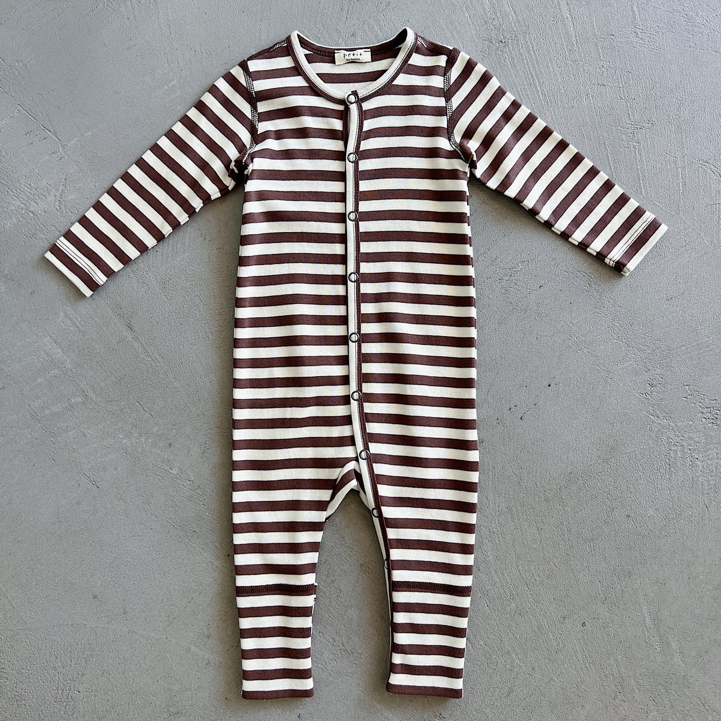 Cotton Playsuit in Raw White/Chestnut Stripe