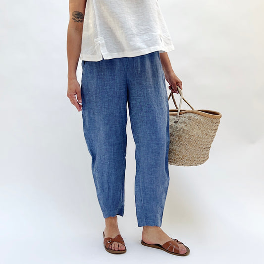 Seamed Taper Pant in Blue Melange