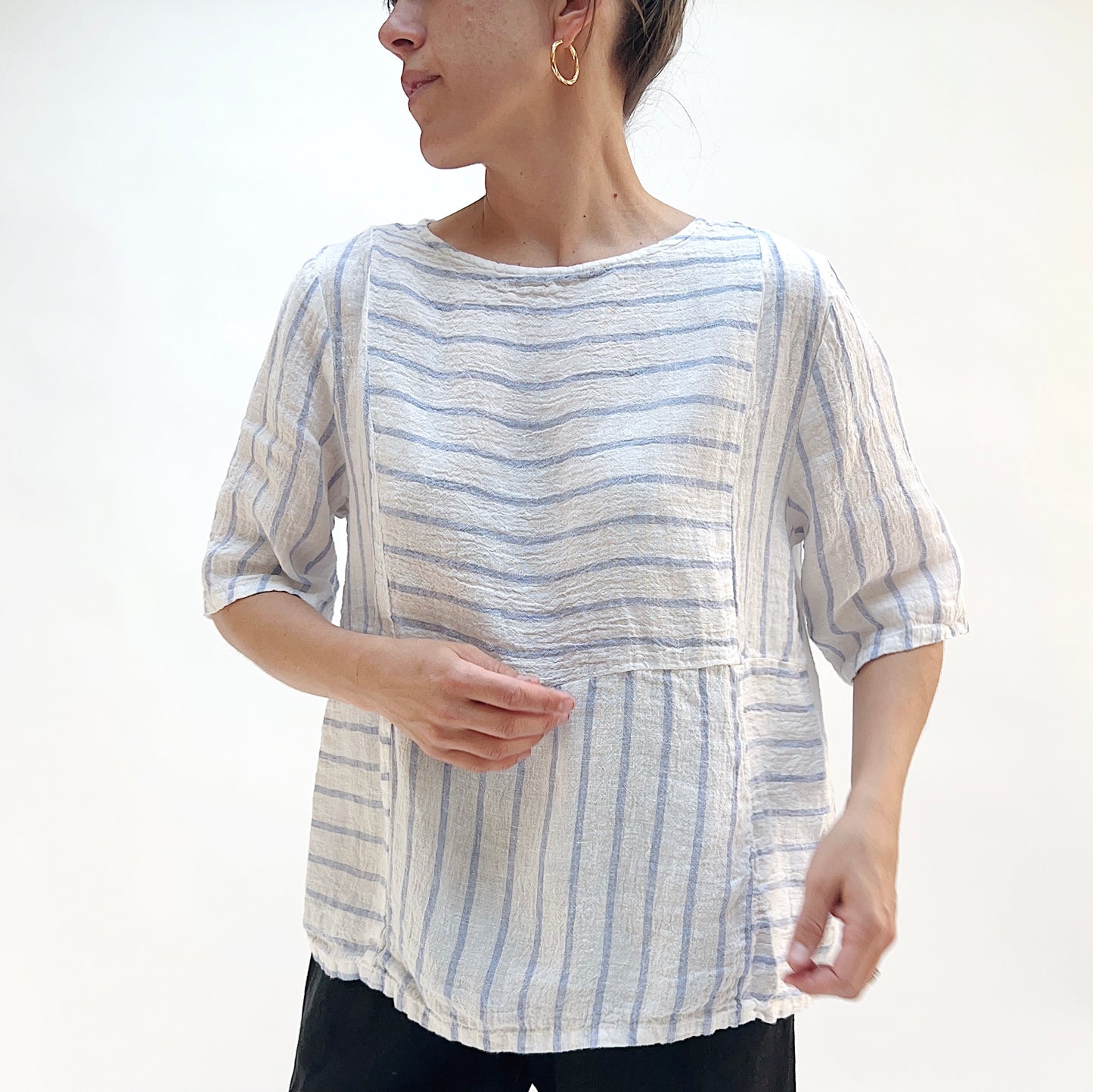 Seamed Boxy Striped Top in Laundered