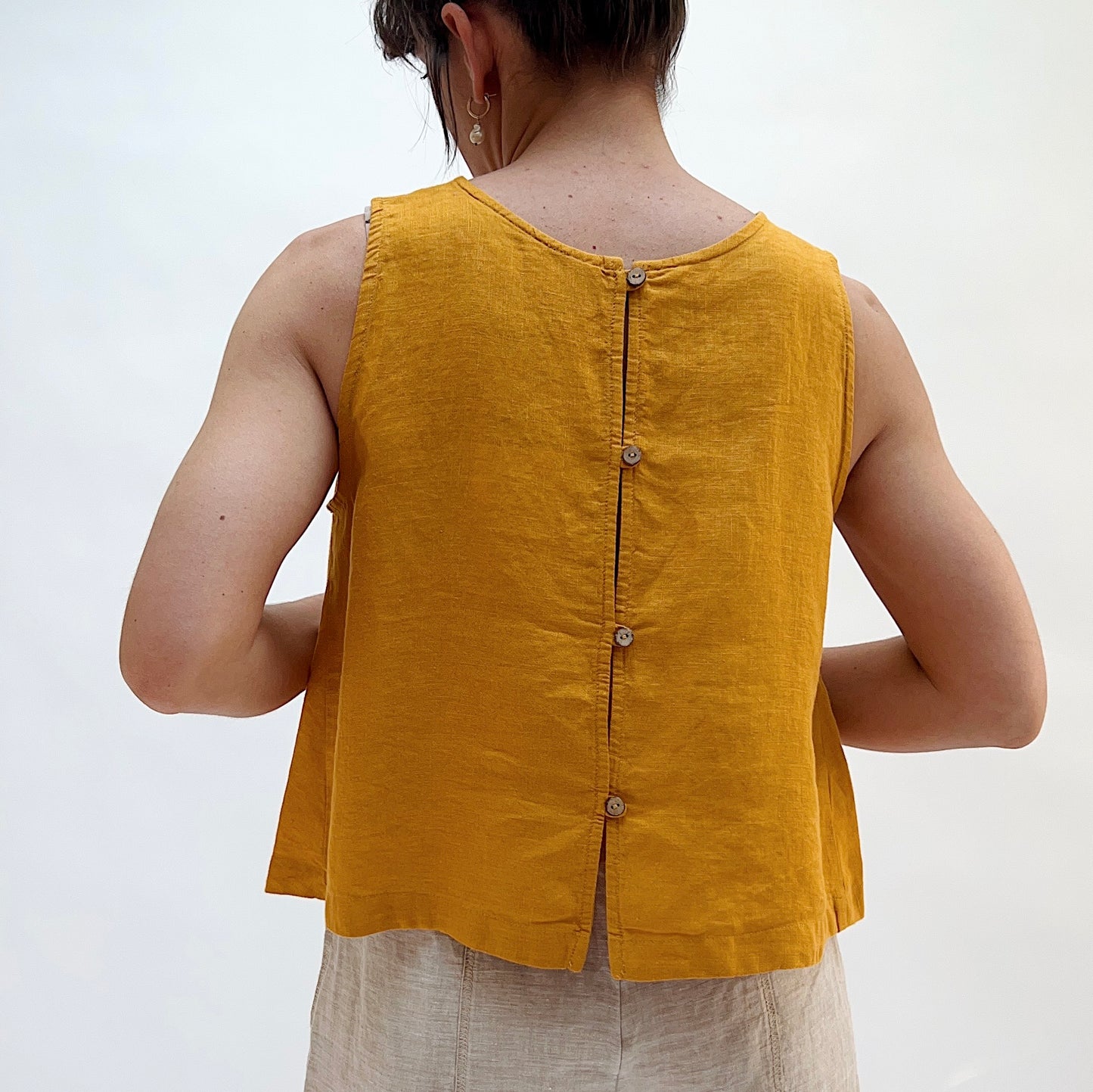 Button Back Tank in Turmeric