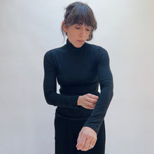 Load image into Gallery viewer, Tencel Wool Blend Turtleneck in Black

