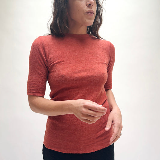 By Basics | Merino Wool 3/4 Sleeve Top in Terracotta