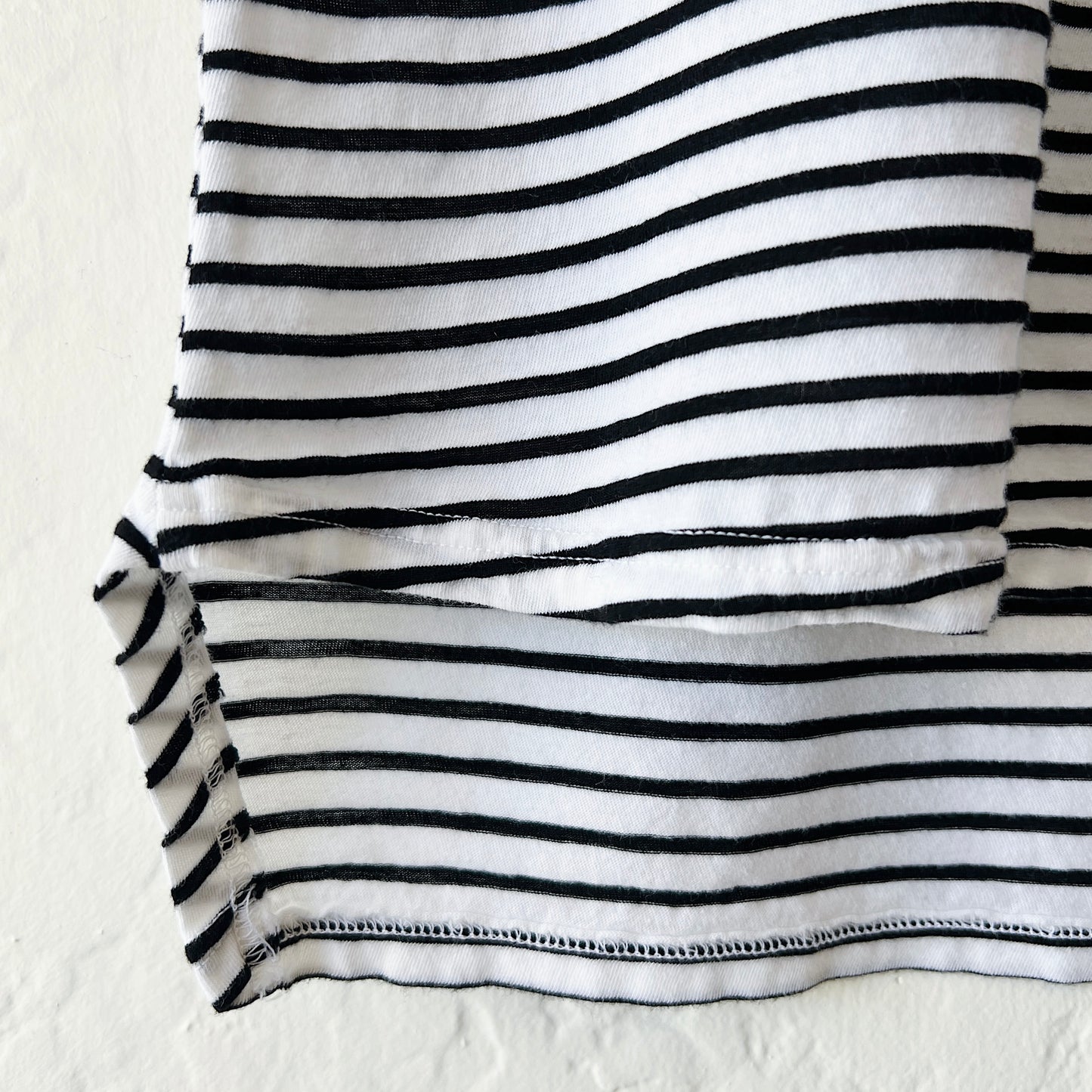 High Low Long Sleeve Shirt in White Stripes