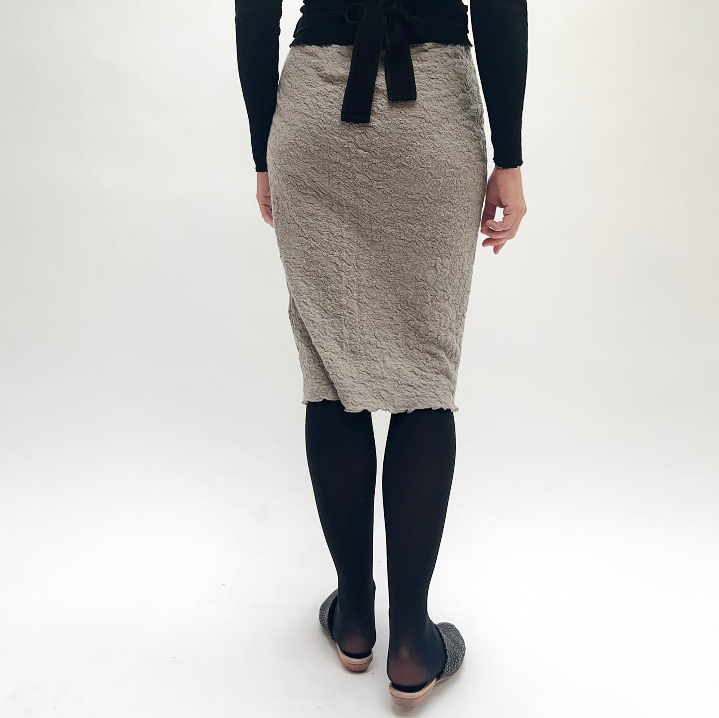 Merino Bubble Wool Skirt in Elephant Melange