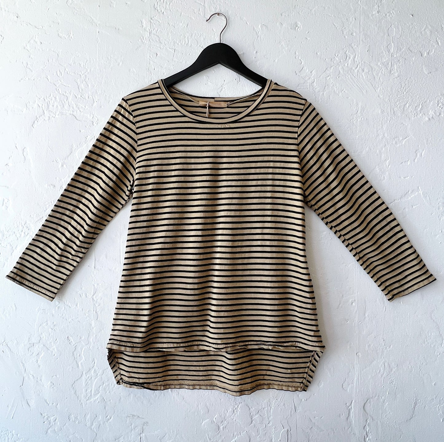 High Low Long Sleeve Shirt in Bark Stripes