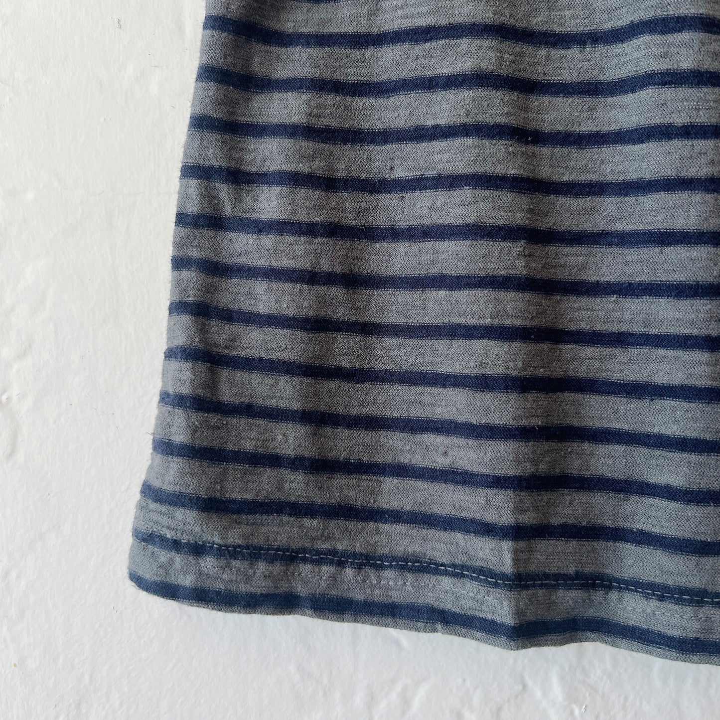 3/4 Sleeve Boatneck Top in Anthracite & Navy Stripe