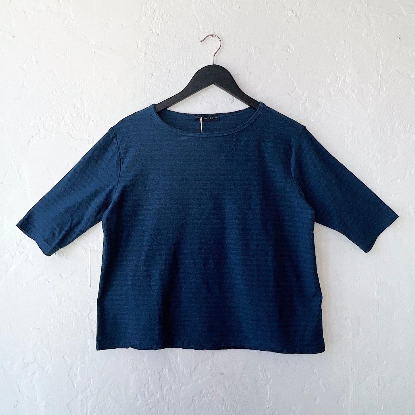 Elbow Sleeve Top in Naval & Navy Stripe