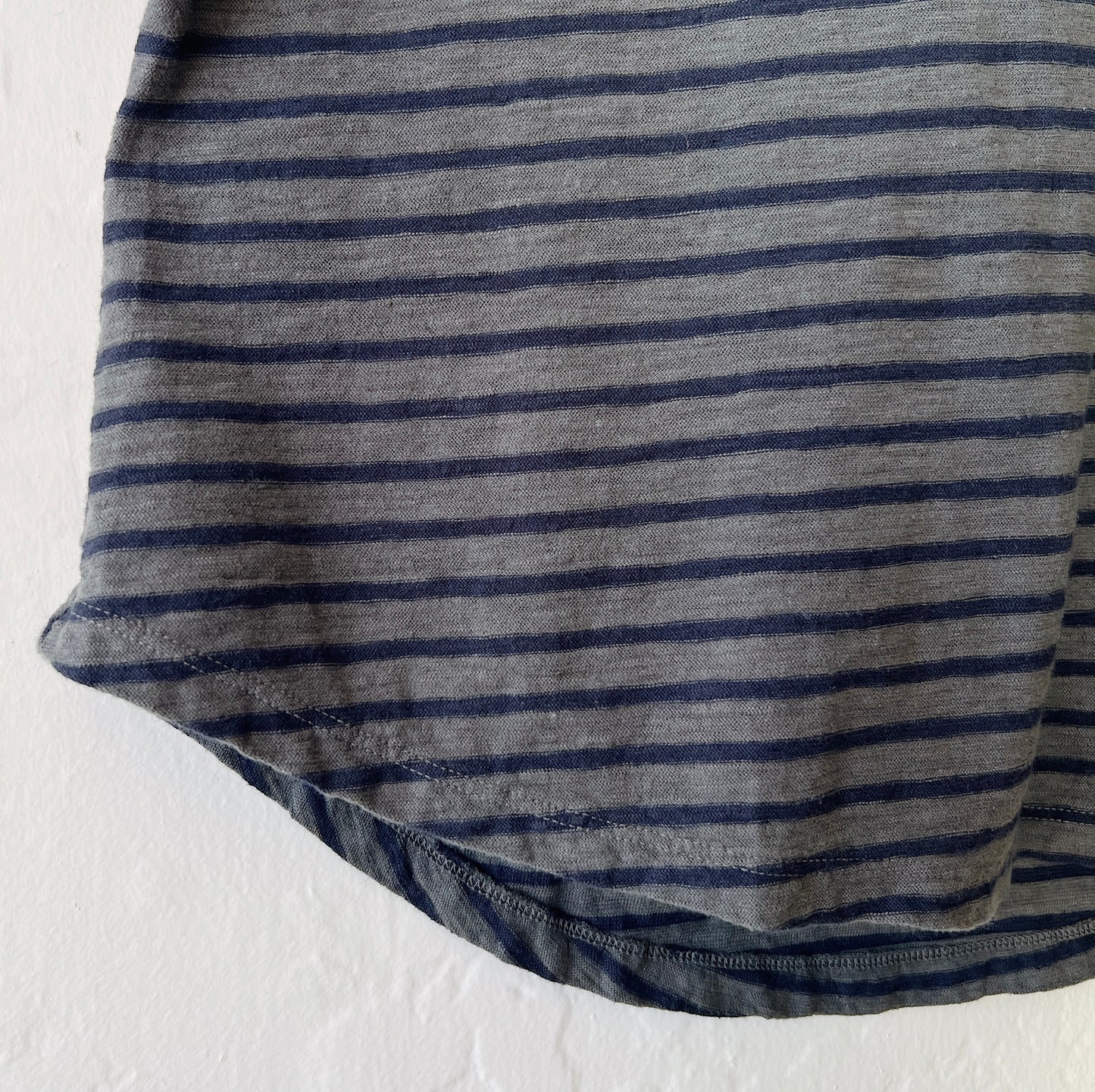 Boxy Raglan Sleeve Tee in Anthracite & Navy Stripe