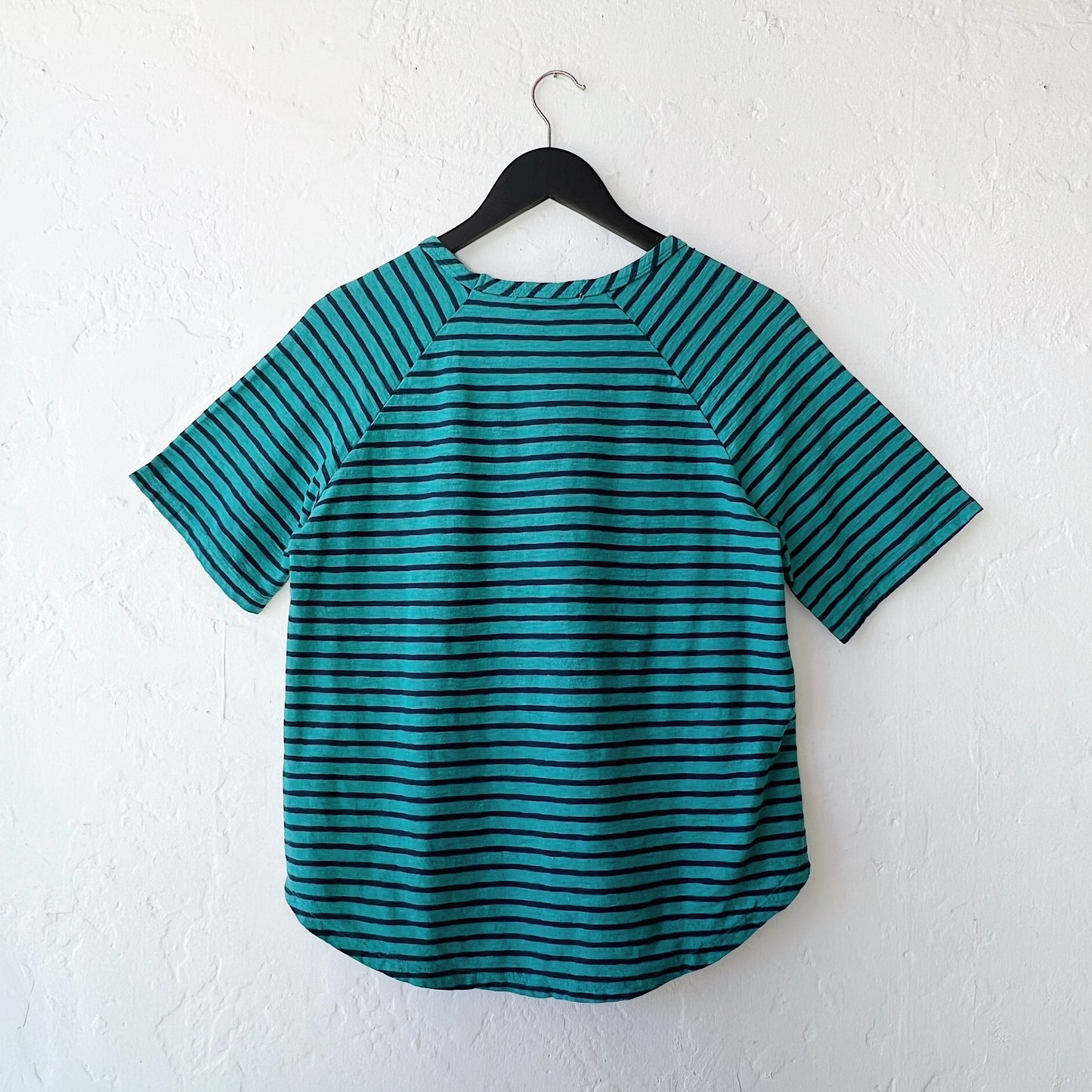 Boxy Raglan Sleeve Tee in Riviera & Navy Stripe