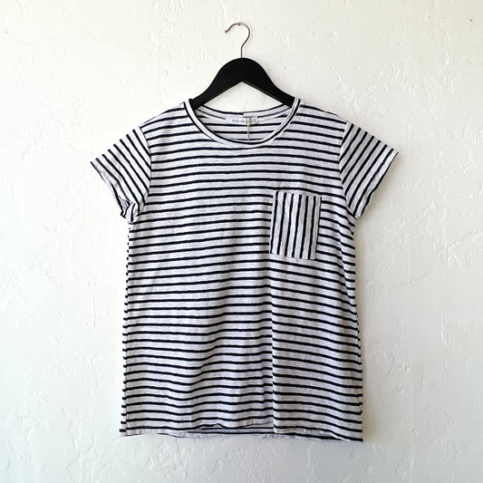 Easy Tee with Pocket in Laundered & Navy Stripe