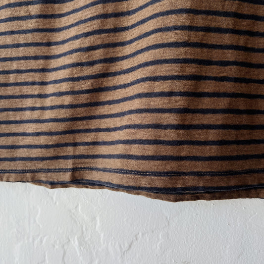 Elbow Sleeve Top in Coconut & Navy Stripe