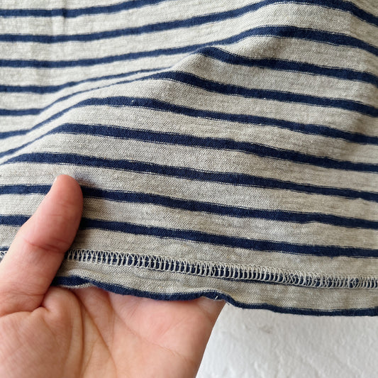 Boxy Pocket Tee in Balsam Green & Navy Stripe