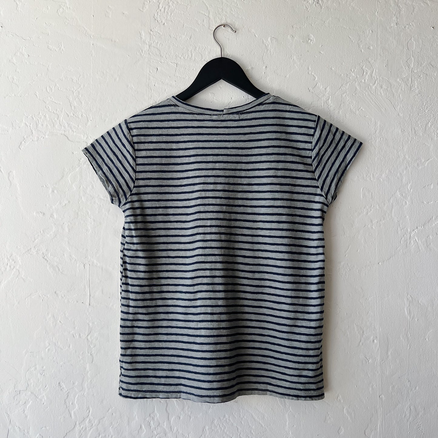 Easy Tee with Pocket in Overcast & Navy Stripe