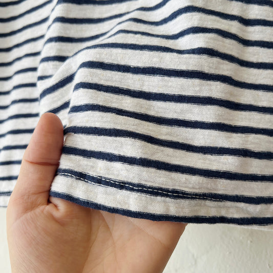 Elbow Sleeve Top in Laundered & Navy Stripe