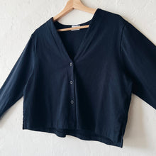 Load image into Gallery viewer, Pacific Cotton | Button Front Crop Cardigan in Black
