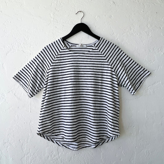 Boxy Raglan Sleeve Tee in Laundered Stripe