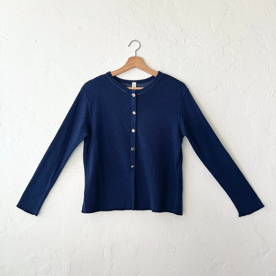 North Star Base | Snap Front Cardigan in Indigo