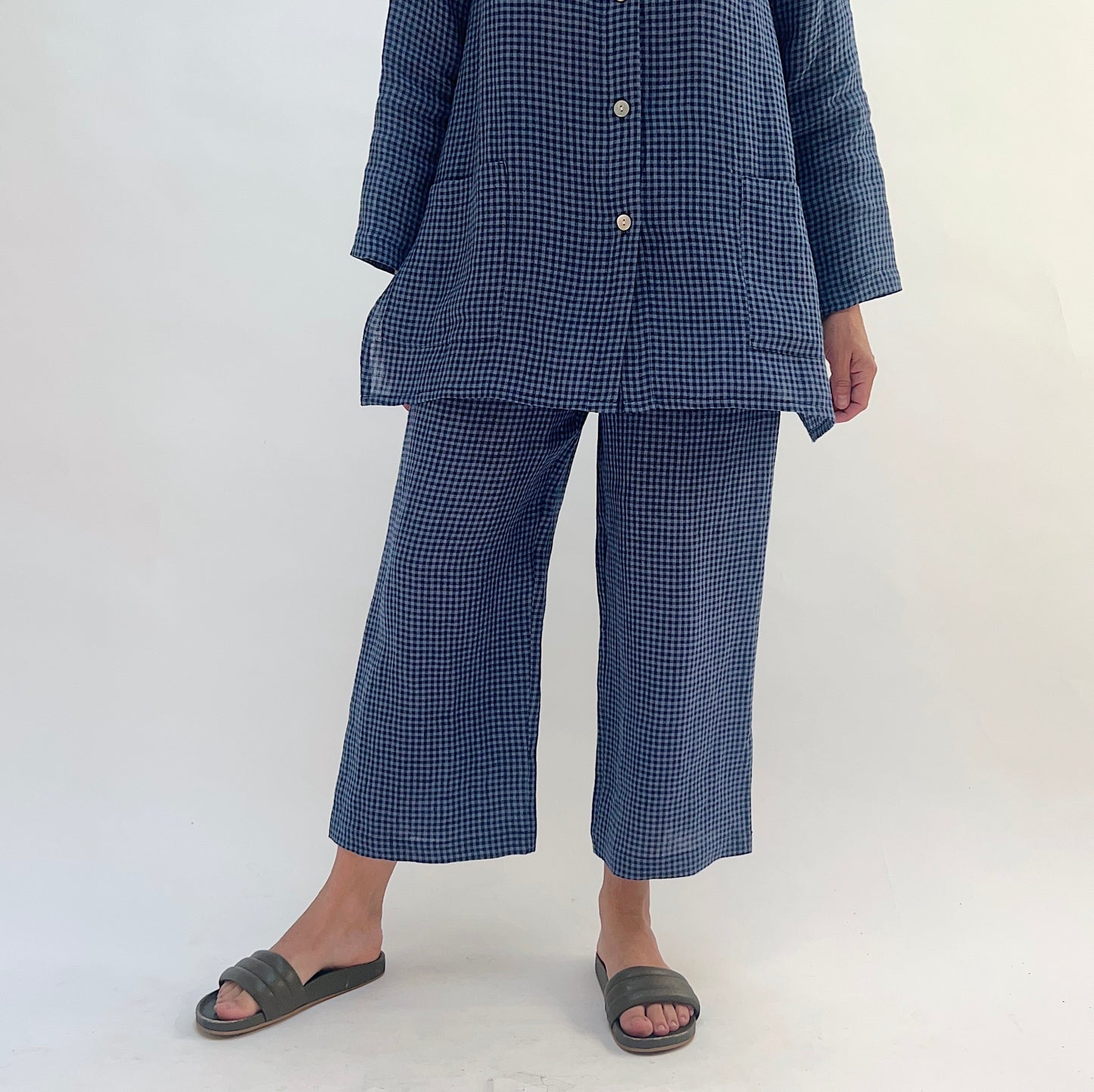 Linen Mini Check Pants