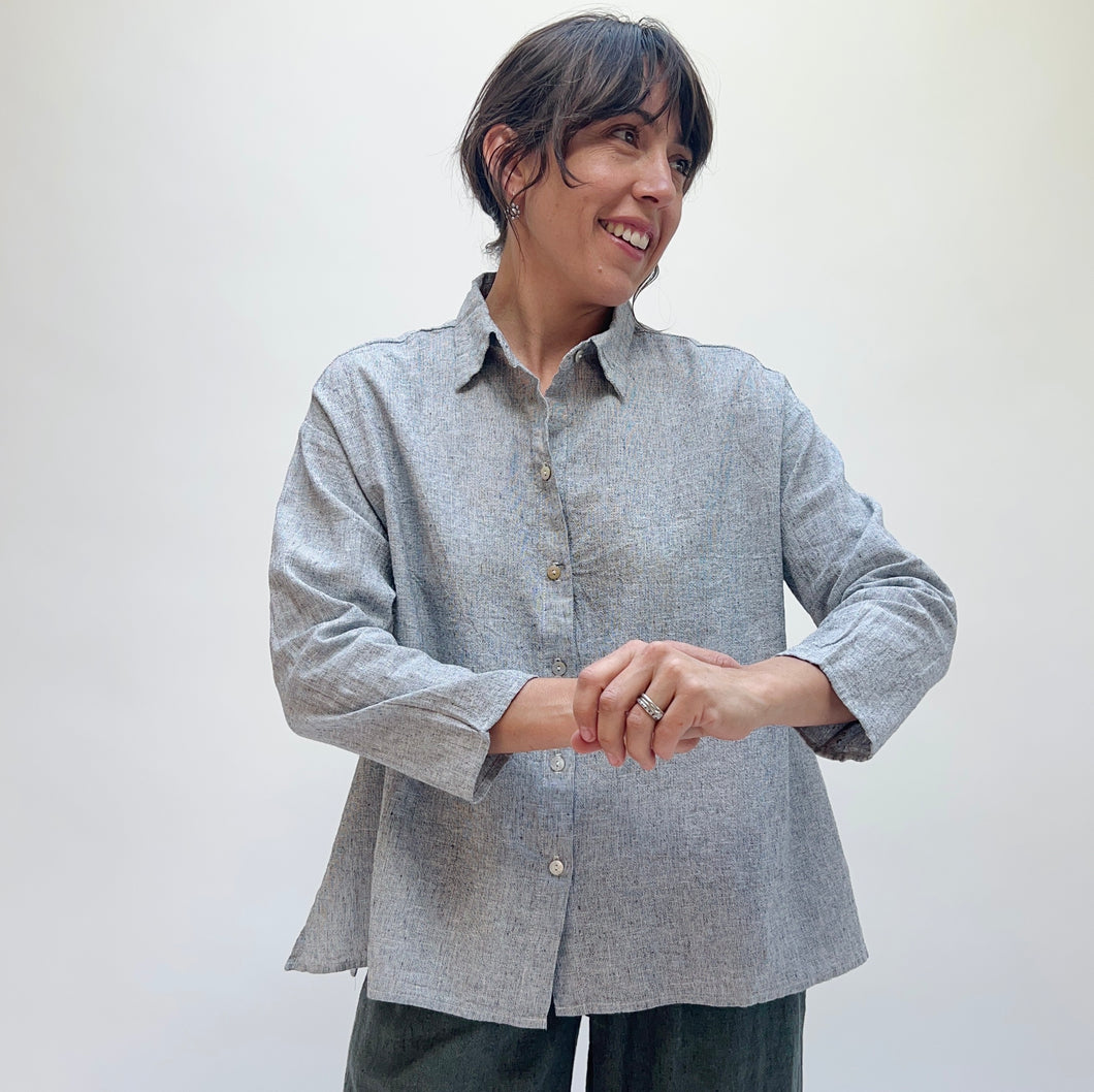 Cut Loose | Swing Blouse in White Crosshatch