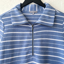 Load image into Gallery viewer, Weekend Terry Striped Zip Pullover in Rain
