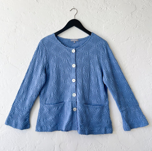Sunburst Knit Peplum Swing Jacket in Rain
